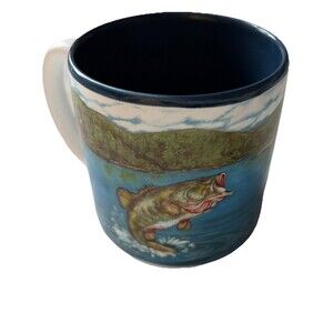 Largemouth Bass Fish Coffee Mug Vintage Fisherman Lake Cabin Sportsmen Fishing